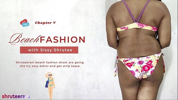 BEACH FASHION PART 5 - SOLO INDIAN TRANS CROSSDRESSING IN BIKINI