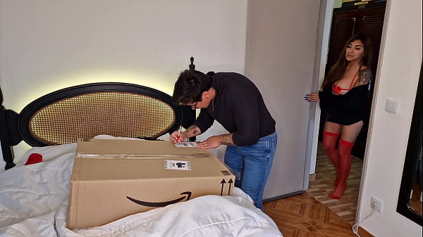 Surprise! I made my stepdad fuck me. I give him my ass in a box as a sex doll